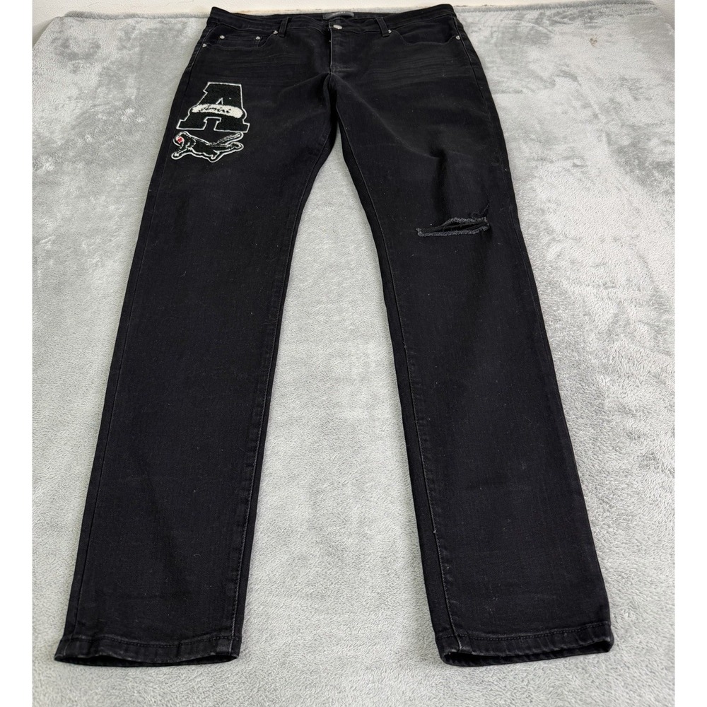 Amiri Varsity Distressed Skinny Jeans Men's Size 38x31 Black